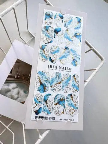 Wraps 19 Azure&Gold Ibdi Nails 